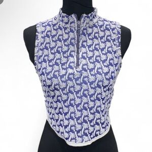 We The Free Blue and White Patterned Crop Top